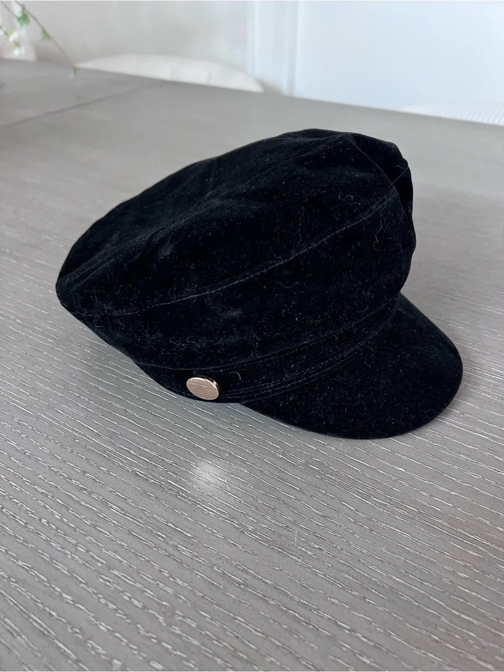 Zara Black velvet  Hat with Interior Logo Tag